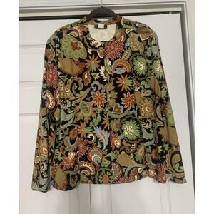 Vintage Intriguing Threads Artsy Boho Great Fall Colors Floral Jacket Size 2X